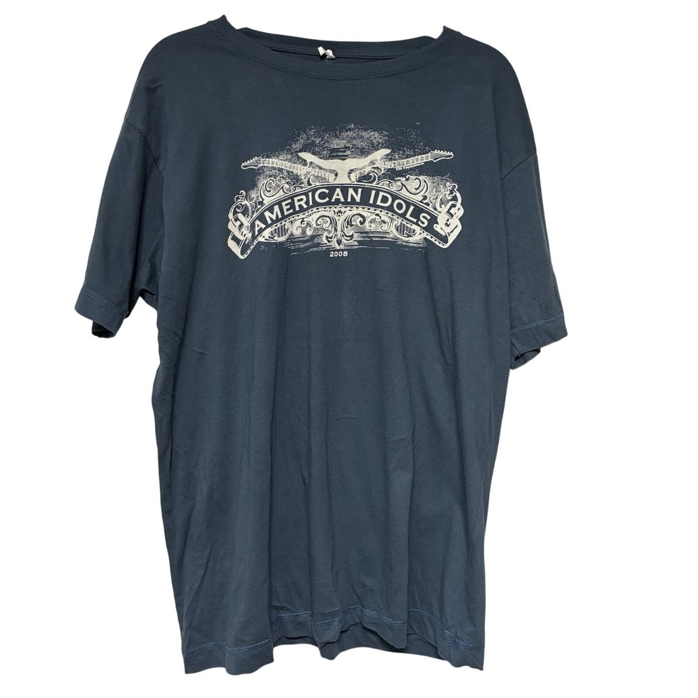 American‎ Idols Live Tour 2008 Blue XL Double Sided Concert T-Shirt Continental